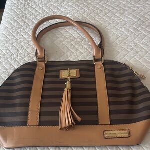 Adrienne Vittadini Striped Brown and Tan Shoulder Bag